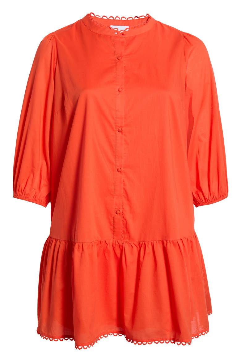 Yamila Ruffle Cotton Minidress, Alternate, color, TOMATO