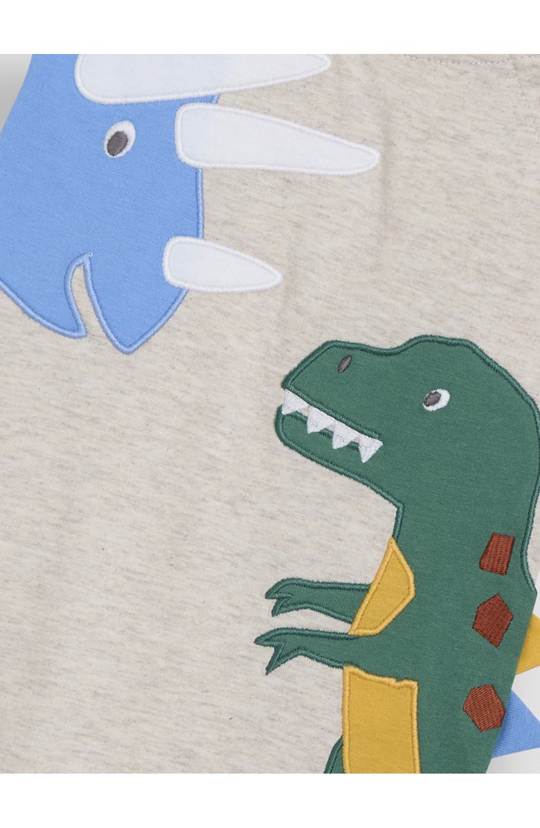 JOJO MAMAN BEBE Dinosaur Appliqué Cotton Jersey Romper, Alternate, color, Natural