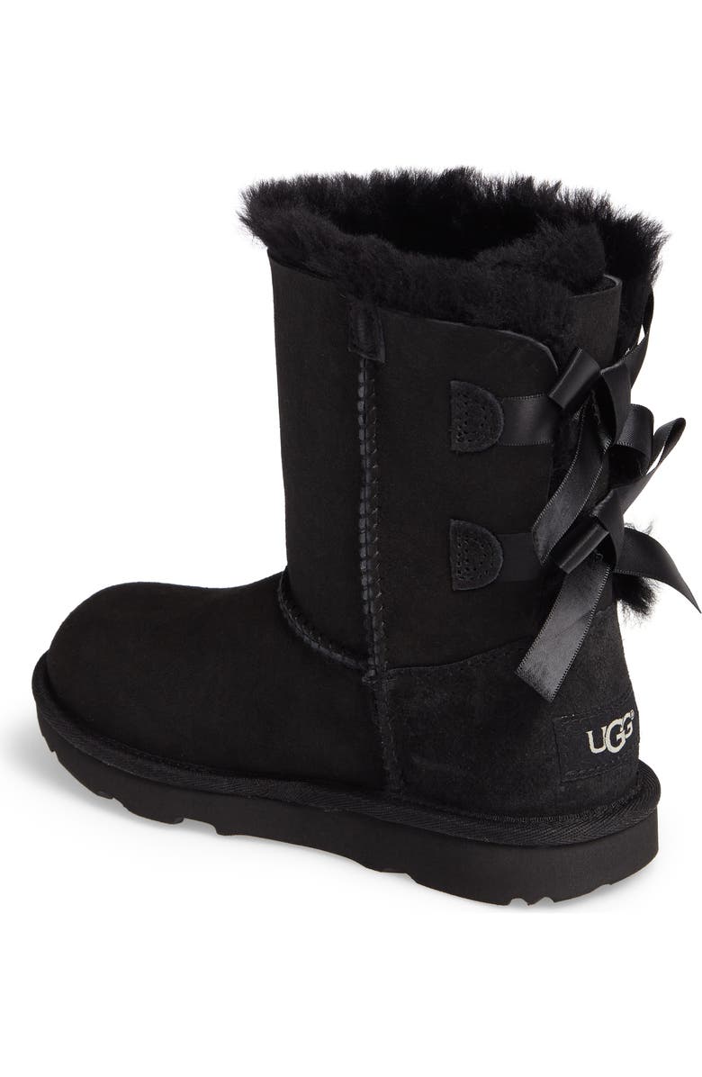 UGG<sup>®</sup> Kids' Bailey Bow II Water Resistant Genuine Shearling Boot, Alternate, color, Blk