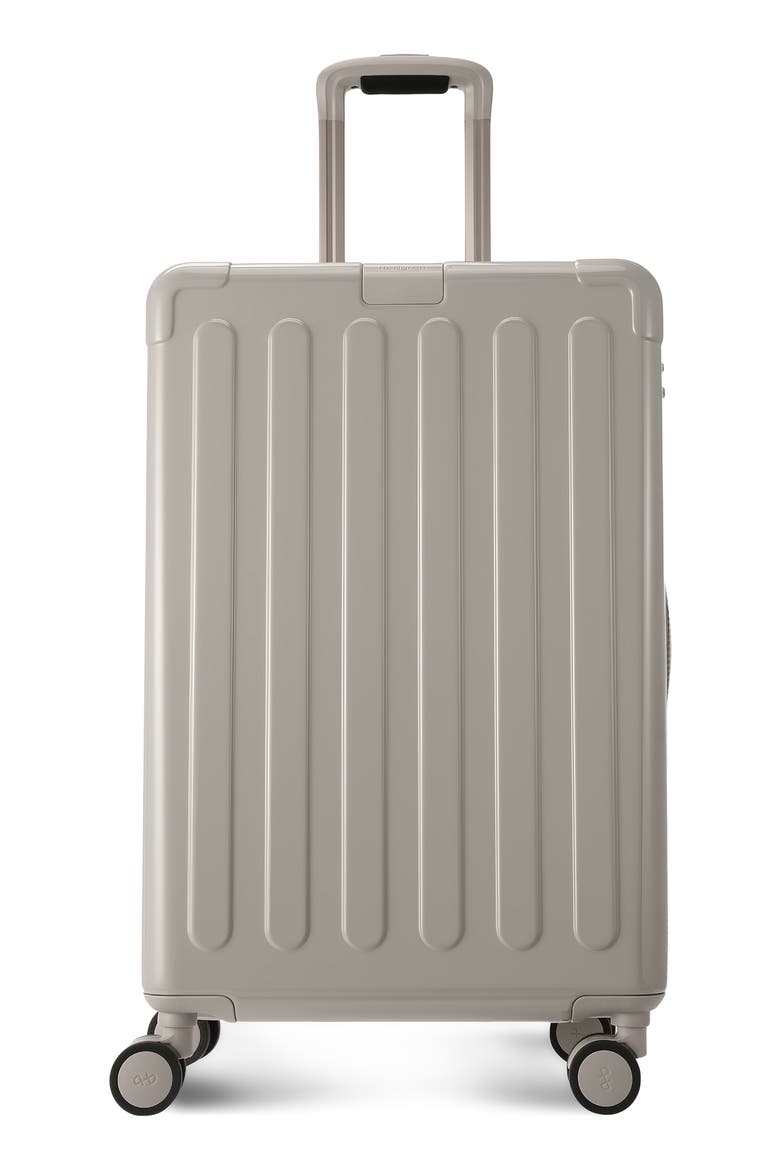 Nostos Glossy Medium Spinner Suitcase, Main, color, PEBBLE