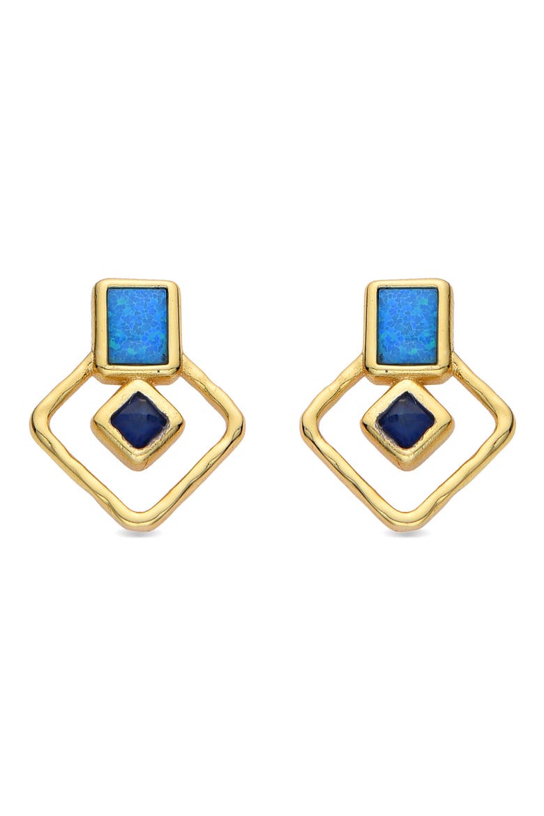 Aquamarine Stud Earrings, Alternate, color, GOLD