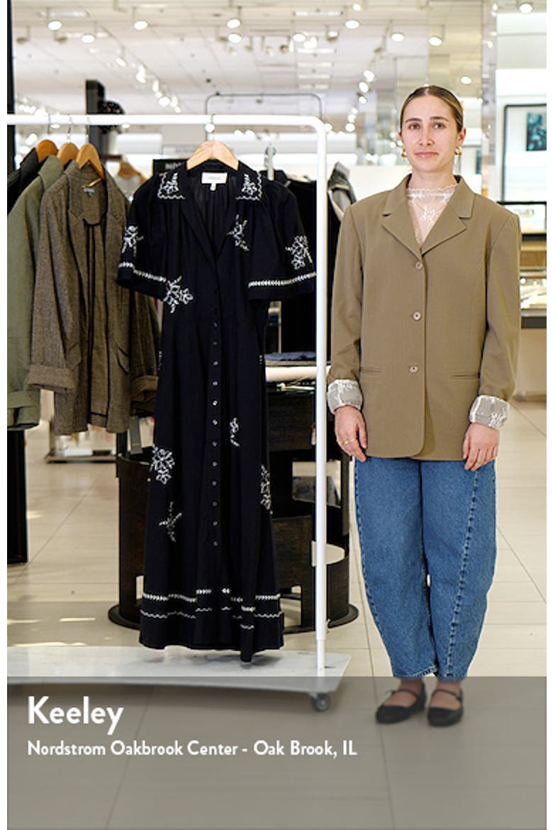 Bridge Embroidered Cotton Midi Shirtdress video
