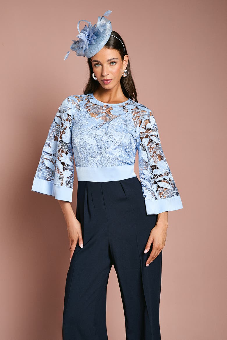 Lace Detail Jumpsuit, Alternate, color, Navy