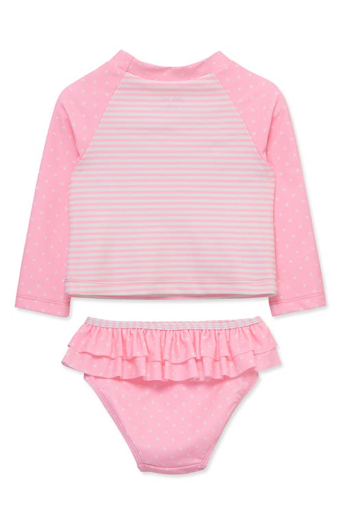Shop Little Me Flamingo Long Sleeve Two-piece Rashguard Swimsuit In Pink