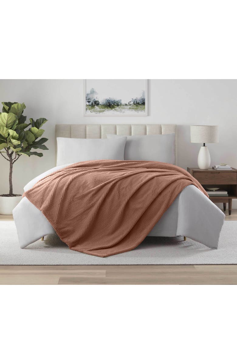 Vellux Plush Texture Throw Blanket, Alternate, color, Copper