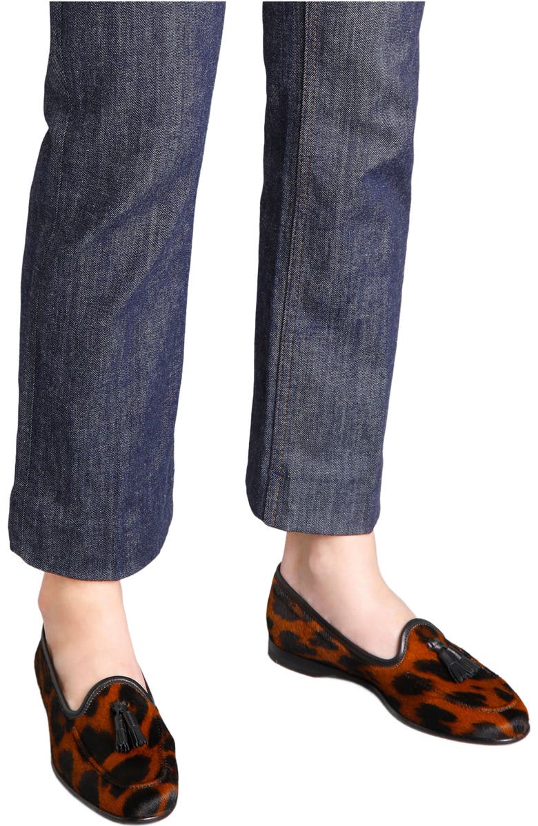Santoni Women's Andrea Leopard Tassel Loafer, Main, color,