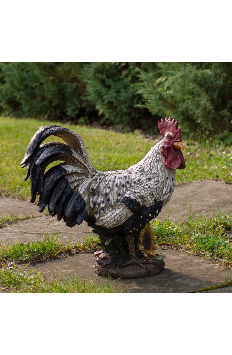 Northlight 17" Standing Rooster Outdoor Garden Statue, Alternate, color, White