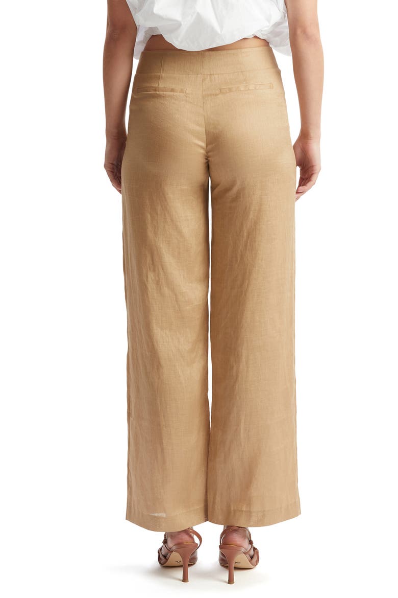 Balia Hipster High Waist Linen Pants, Alternate, color, LATTE