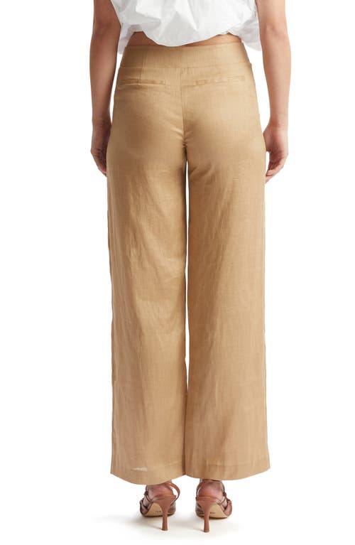 Bardot Balia Hipster High Waist Linen Pants In Latte