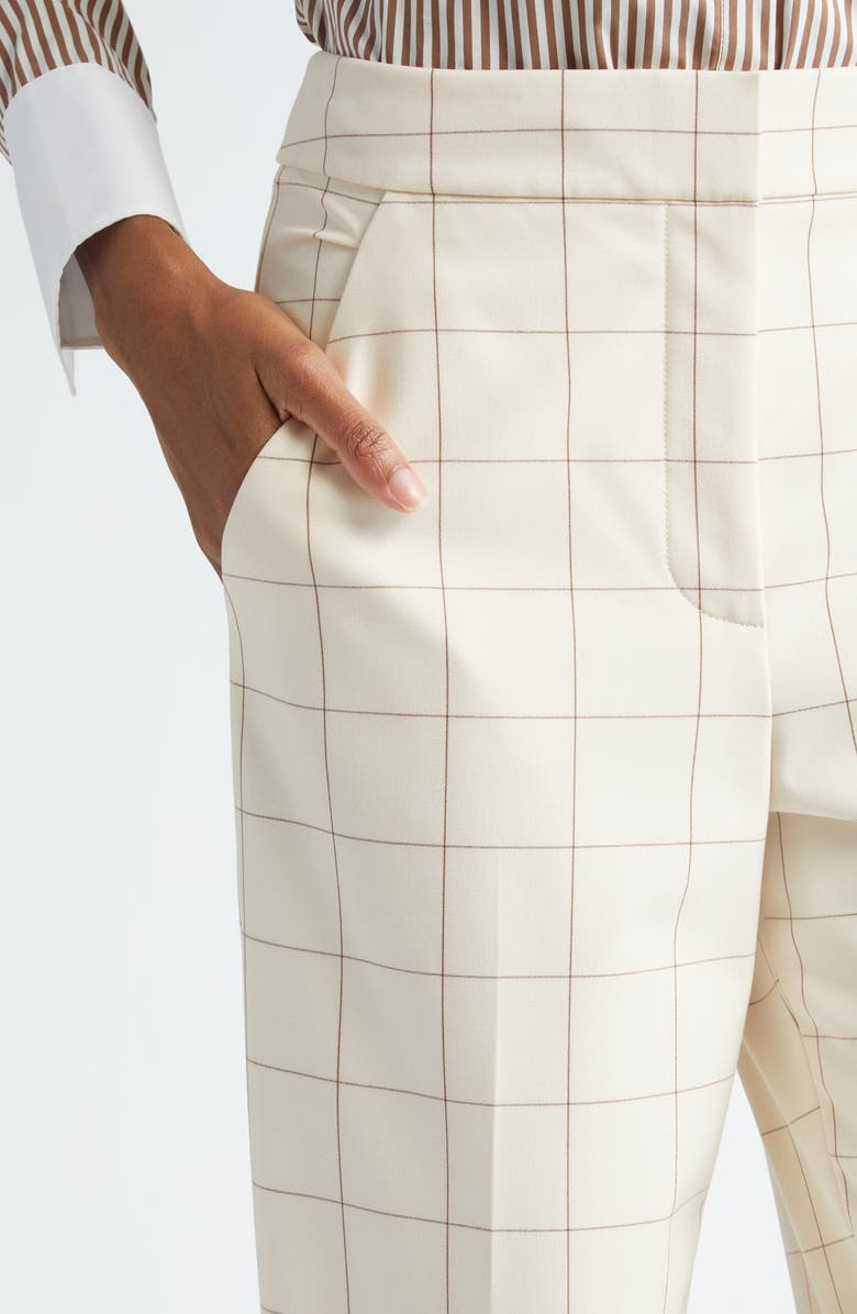 Veronica Beard Tonelli Windowpane Plaid Linen & Cotton Pants, Alternate, color, 