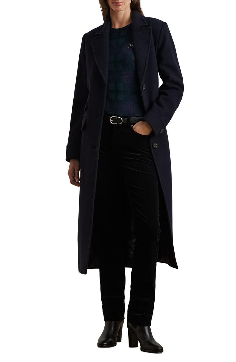 Lauren Ralph Lauren Wool & Cashmere Blend Coat, Main, color, Regal Navy
