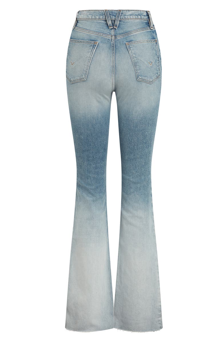 Hudson Jeans Faye Ripped Ultra High Waist Raw Hem Flare Organic Cotton Jeans, Alternate, color, Bleach Dip
