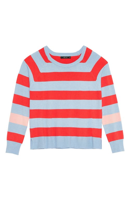 Deluc Tavira Stripe Crewneck Sweater In Light Blue With Red Stripes