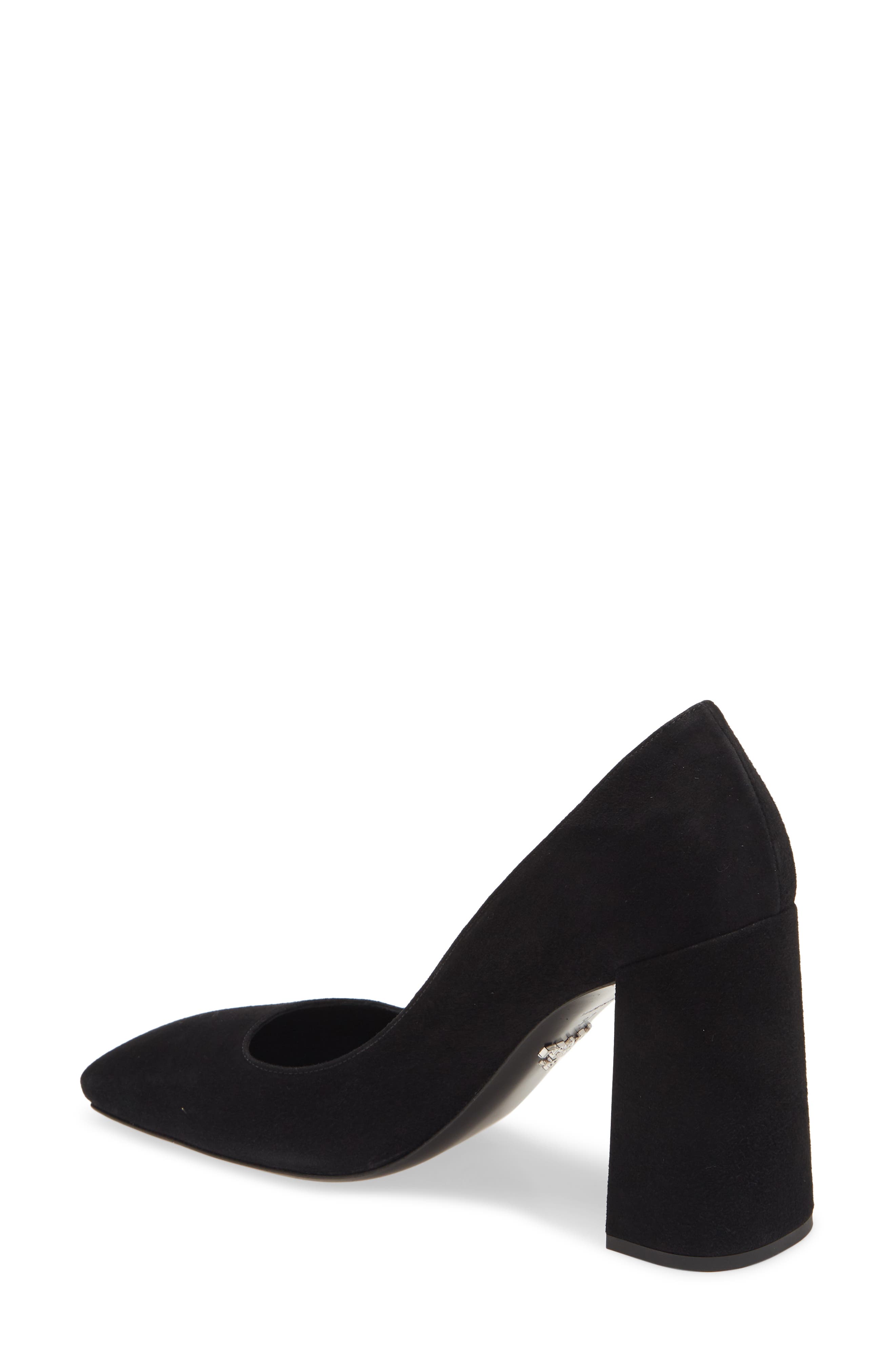 Prada Square Toe Block Heel Suede Pump, Alternate, color, 