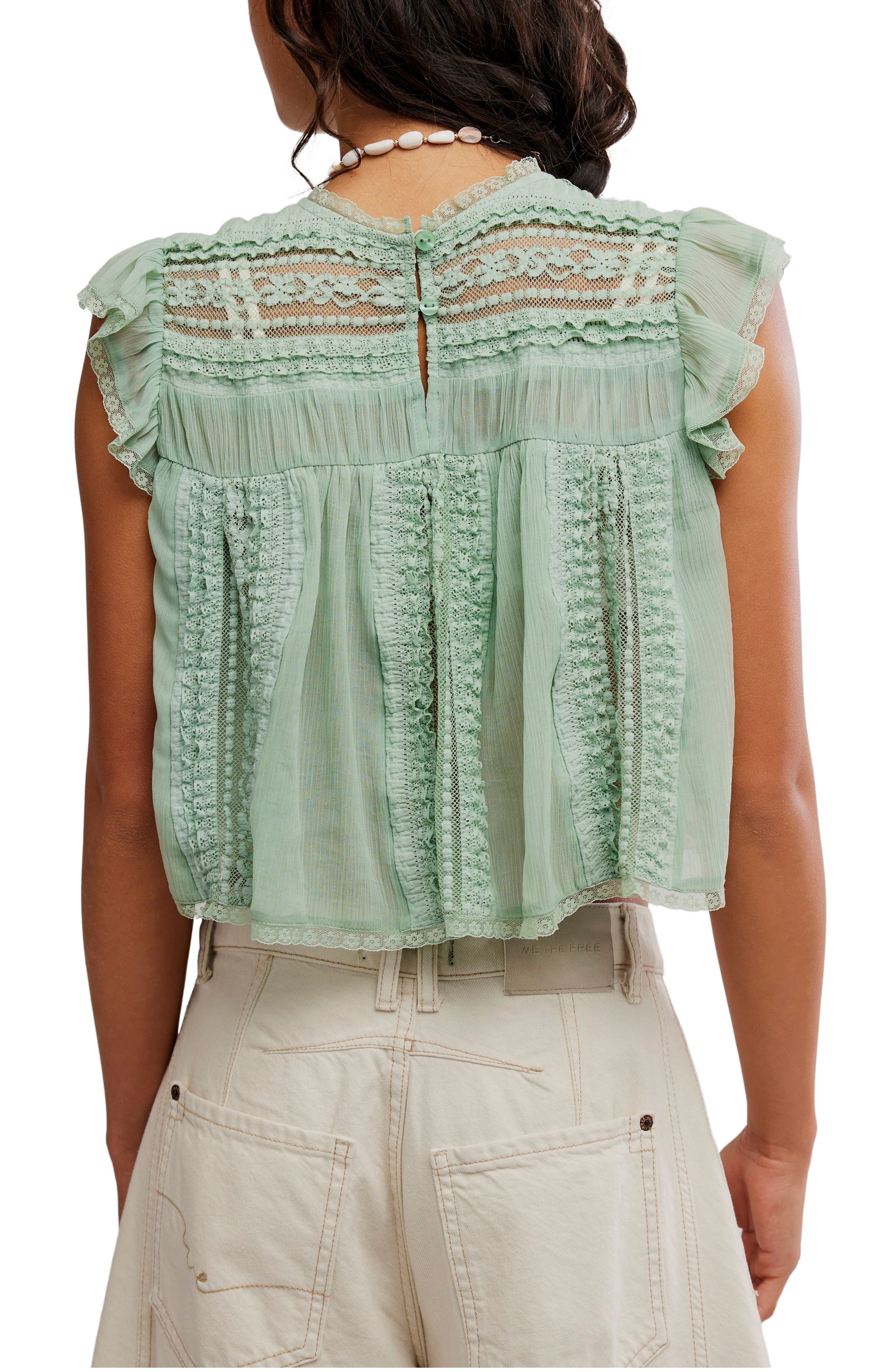 Sun Drenched Lace Trim Crop Top - image 4