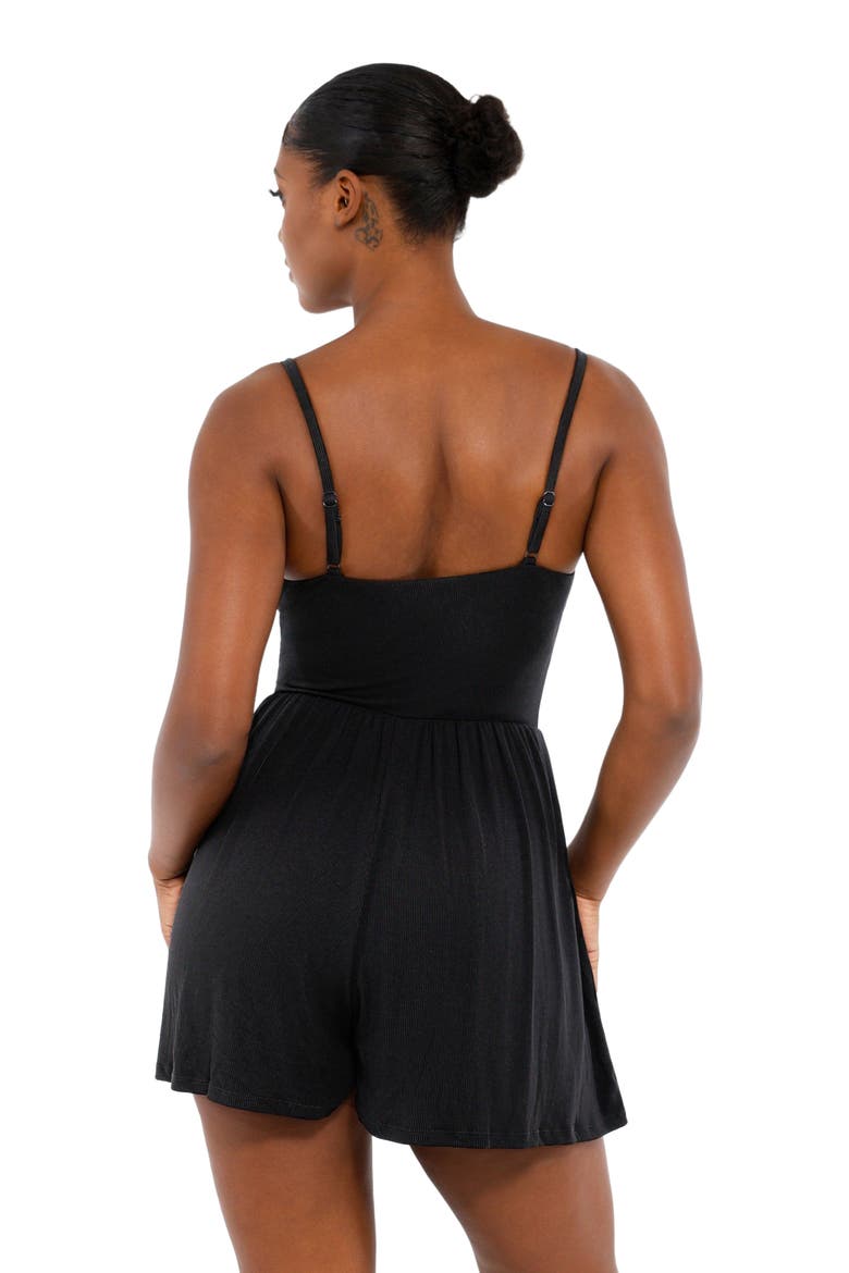 Shapewear Modal Tummy Control Wide-Leg Romper, Alternate, color, Midnight Black