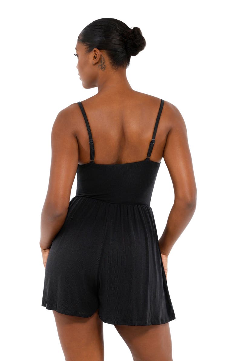 Popilush Shapewear Modal Tummy Control Wide-Leg Romper, Alternate, color, Midnight Black