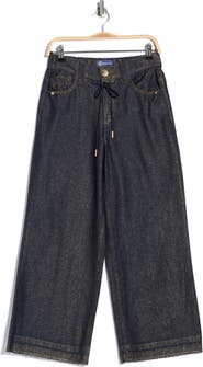 Democracy Cinch Waist Raw Ankle Wide Leg Jeans