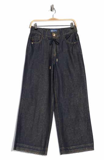 Democracy Cinch Waist Raw Ankle Wide Leg Jeans