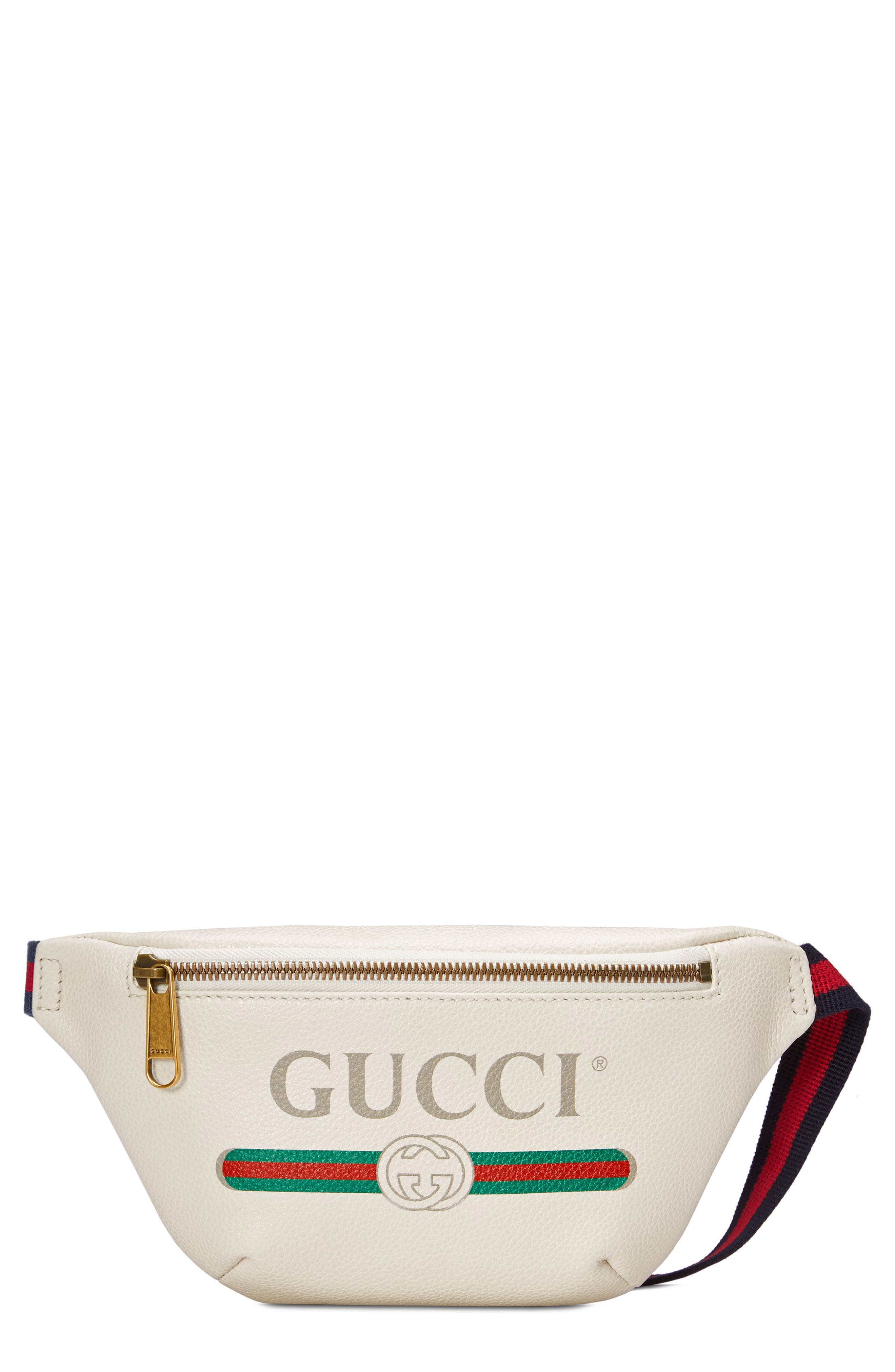 Leather Belt Bag, Main, color, MYSTIC WHITE/ VERT RED