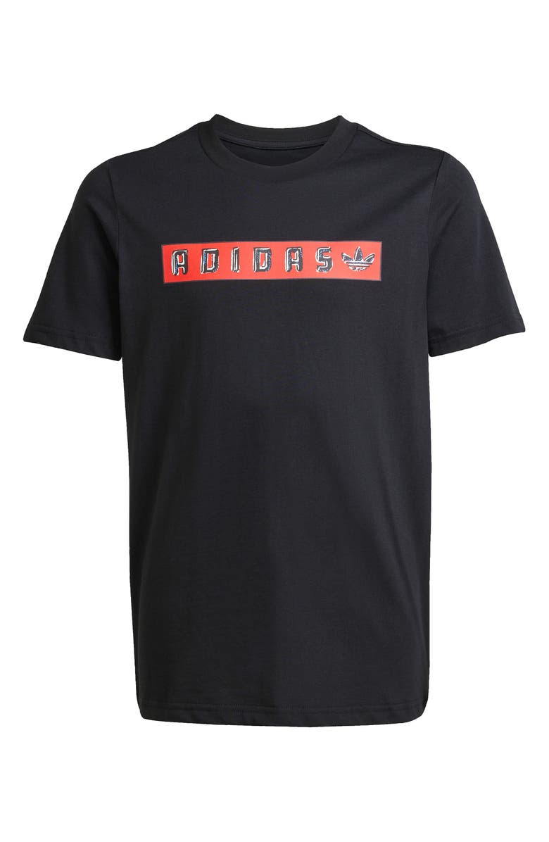 adidas Originals Kids' Cotton Graphic T-Shirt, Main, color, Black