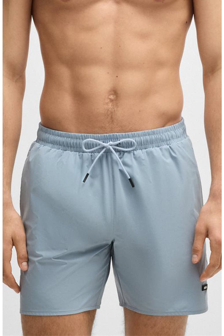 Solid Stretch Swim Trunks, Main, color, OPEN BLUE