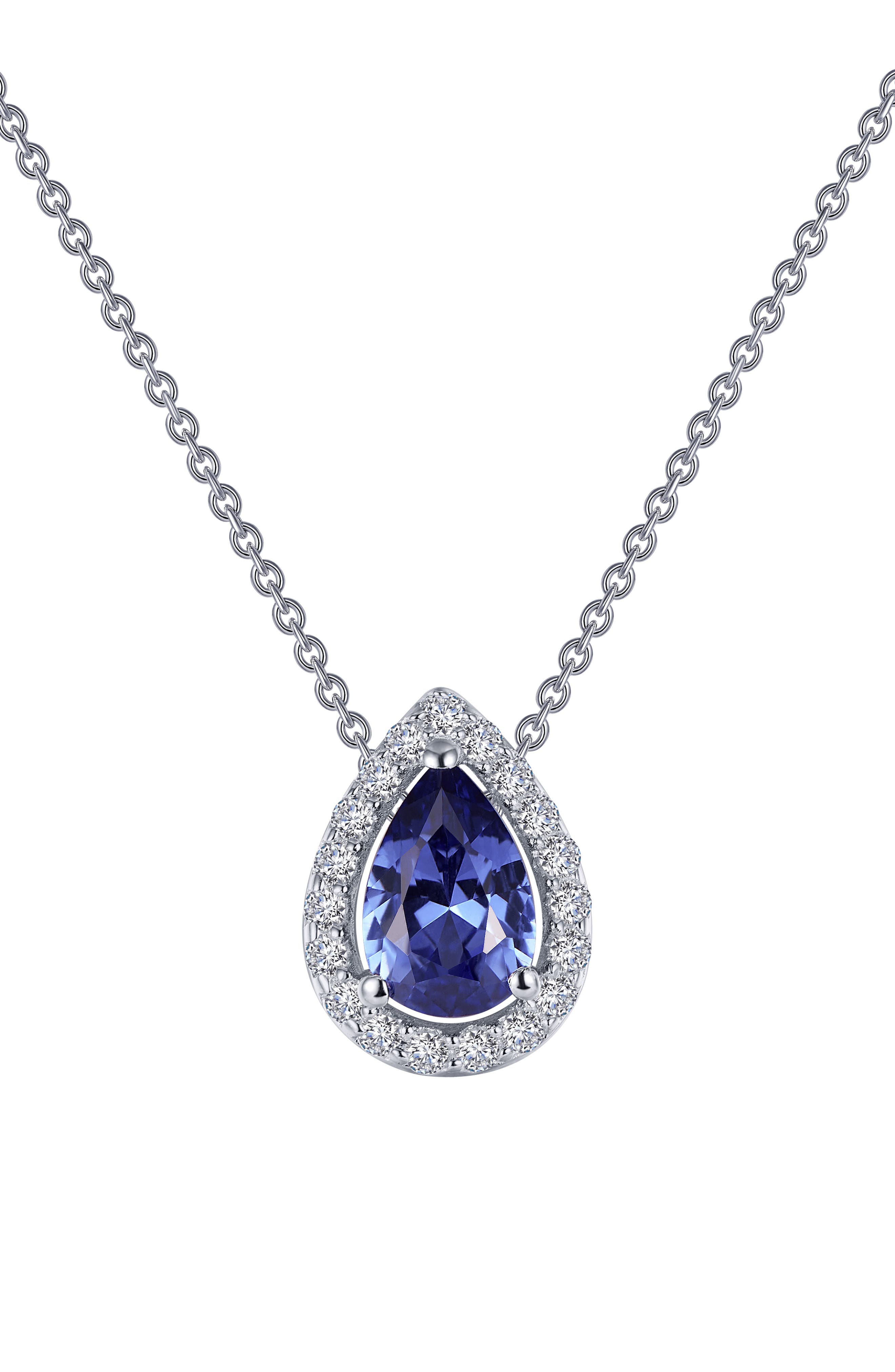 Lafonn Classic Simulated Tanzanite Halo Pendant Necklace