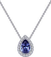 Lafonn Classic Simulated Tanzanite Halo Pendant Necklace