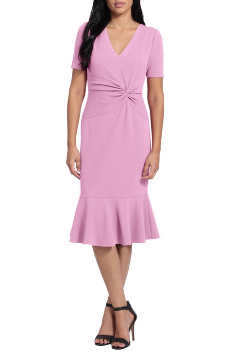 Side Knot Scupa Crepe Flounce Dress