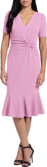 Side Knot Scupa Crepe Flounce Dress
