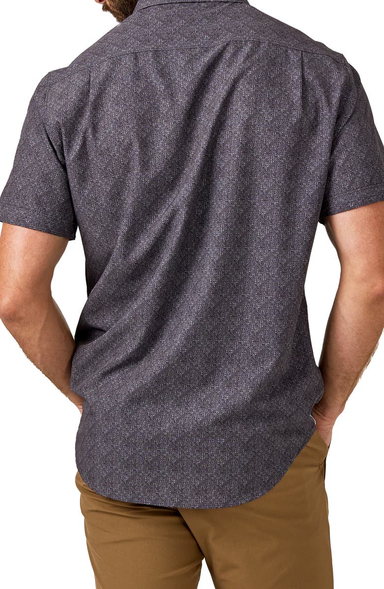7 Diamonds Liberty Damask Print Performance Short Sleeve Button-Up Shirt, Alternate, color, 