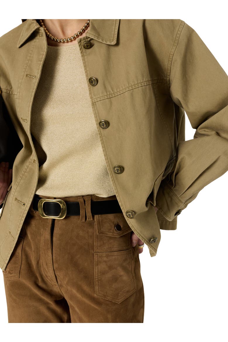Tyana Boxy Denim Jacket, Alternate, color, Medium Khaki