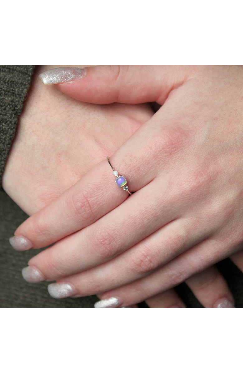 LuvMyJewelry Cushion Cut Opal & Diamond Birthstone Ring in 14K Gold, Alternate, color,