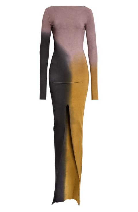 Ombré Long Sleeve Maxi Dress