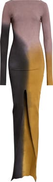 Rick Owens Ombré Long Sleeve Maxi Dress