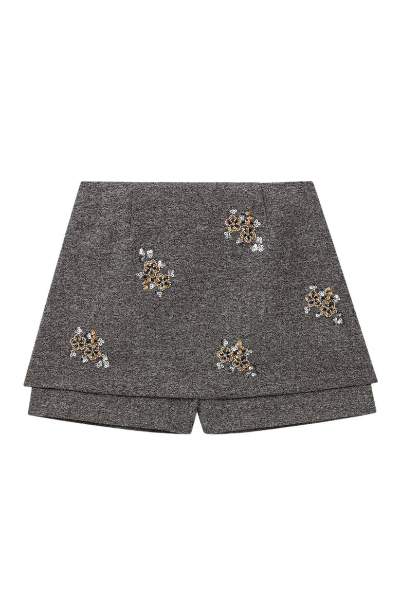 maje Floral embroidered shorts, Alternate, color, Grey