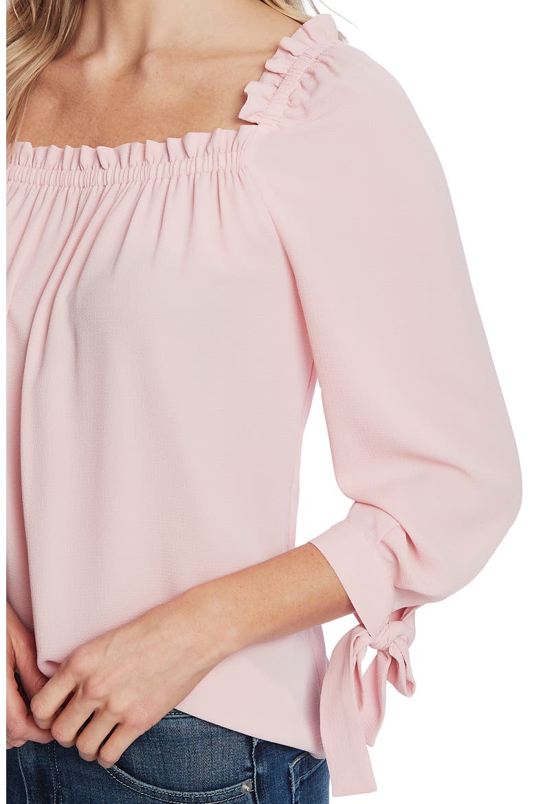 Square Neck Tie Cuff Crepe Top, Alternate, color, MOUNTAIN ROSE