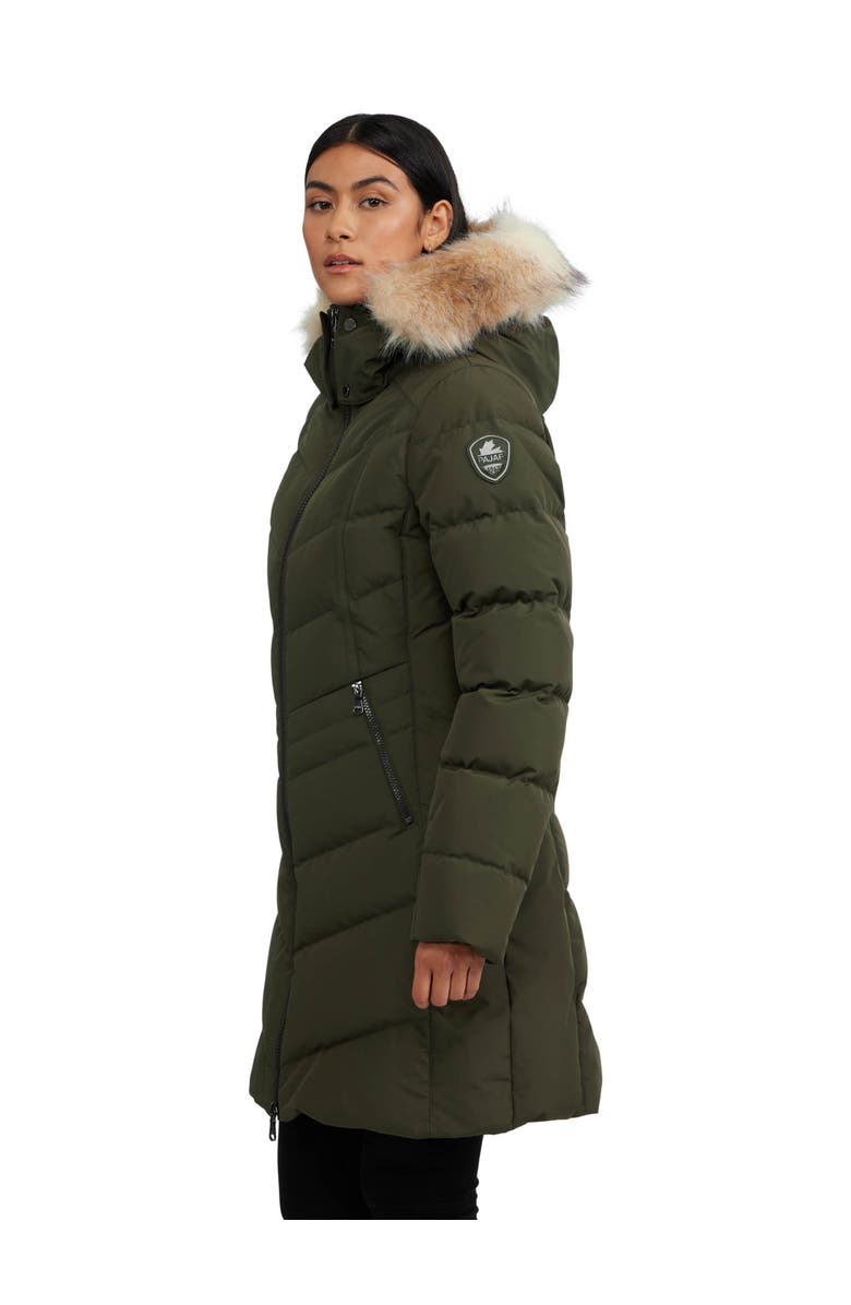 Pajar January Down Chevron Puffer with Detachable Hood Fur, Alternate, color, Military/Crystal
