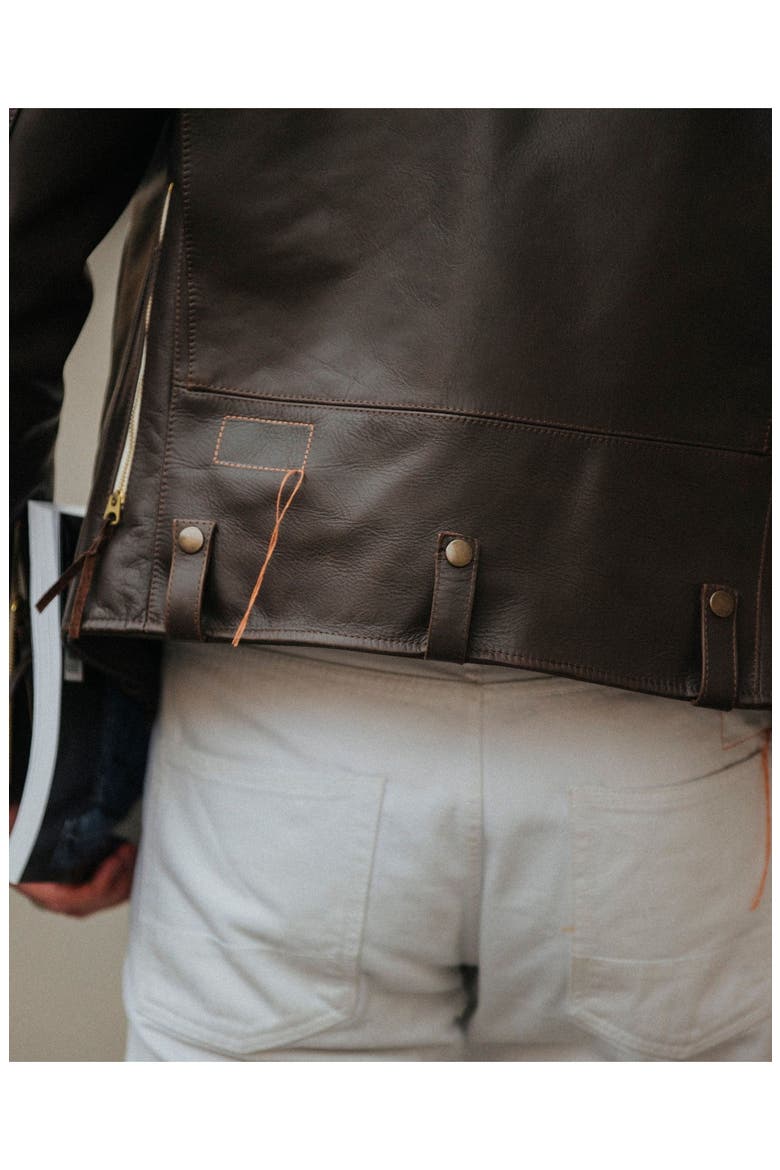 Biker Leather Jacket, Alternate, color, Brown