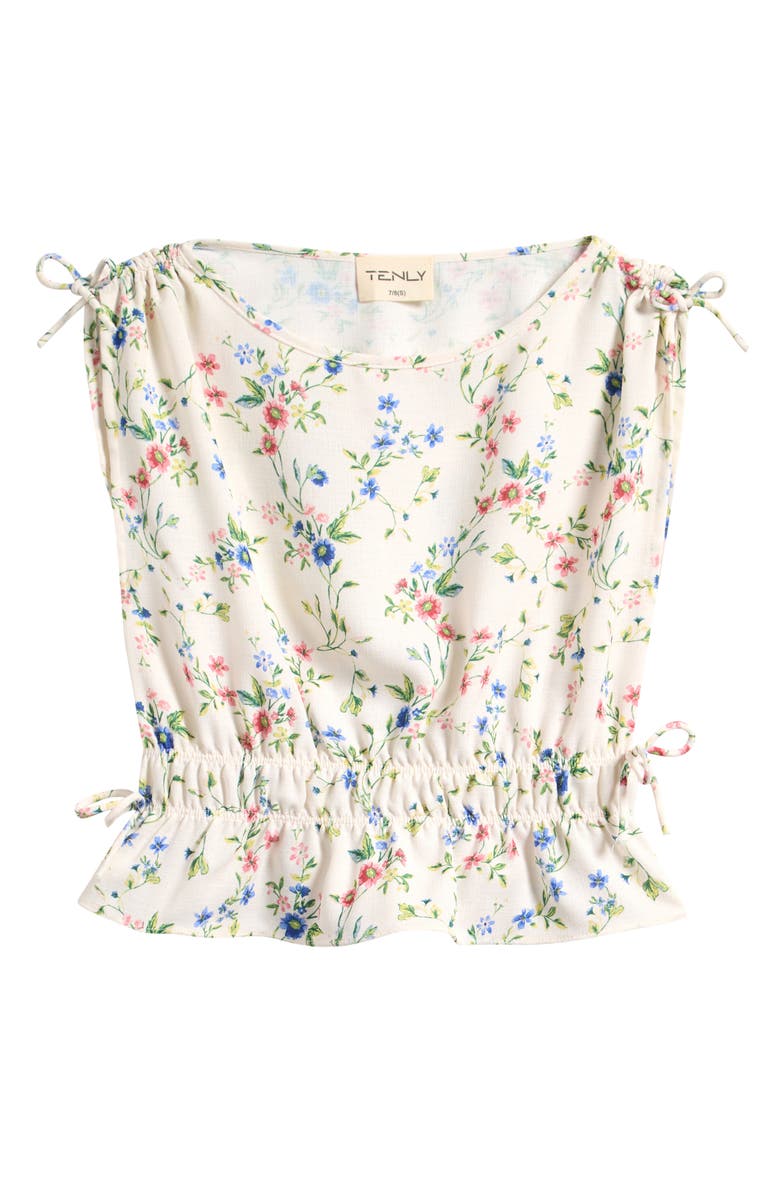 TENLY Kids' Dream Ruched Peplum Top, Main, color, Oopsie Daisy