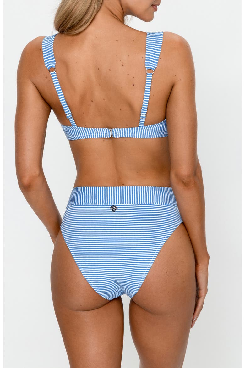 Striped Cutout High-Waisted Bikini Set, Alternate, color, Blue