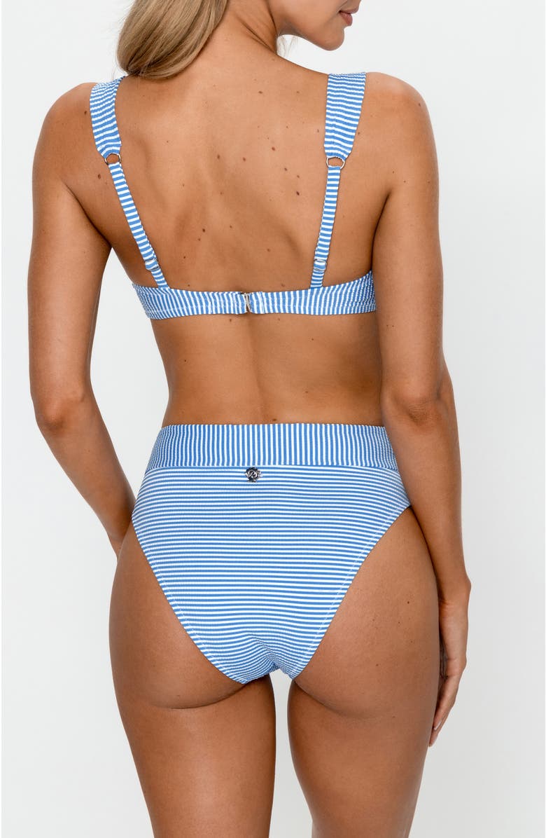 PS By Cupshe Striped Cutout High-Waisted Bikini Set, Alternate, color, Blue