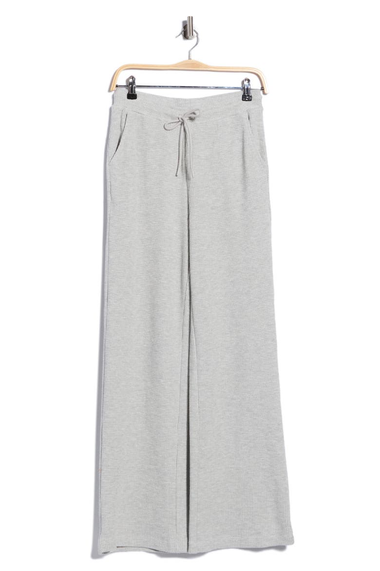 Waffle Knit Wide Leg Pants, Main, color, GREY LIGHT HEATHER