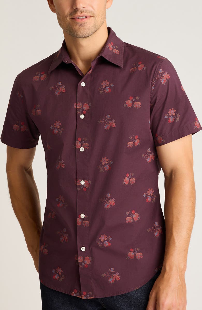 Bonobos Riviera Slim Fit Floral Short Sleeve Button-Up Shirt, Main, color, Vintage Needlepoint