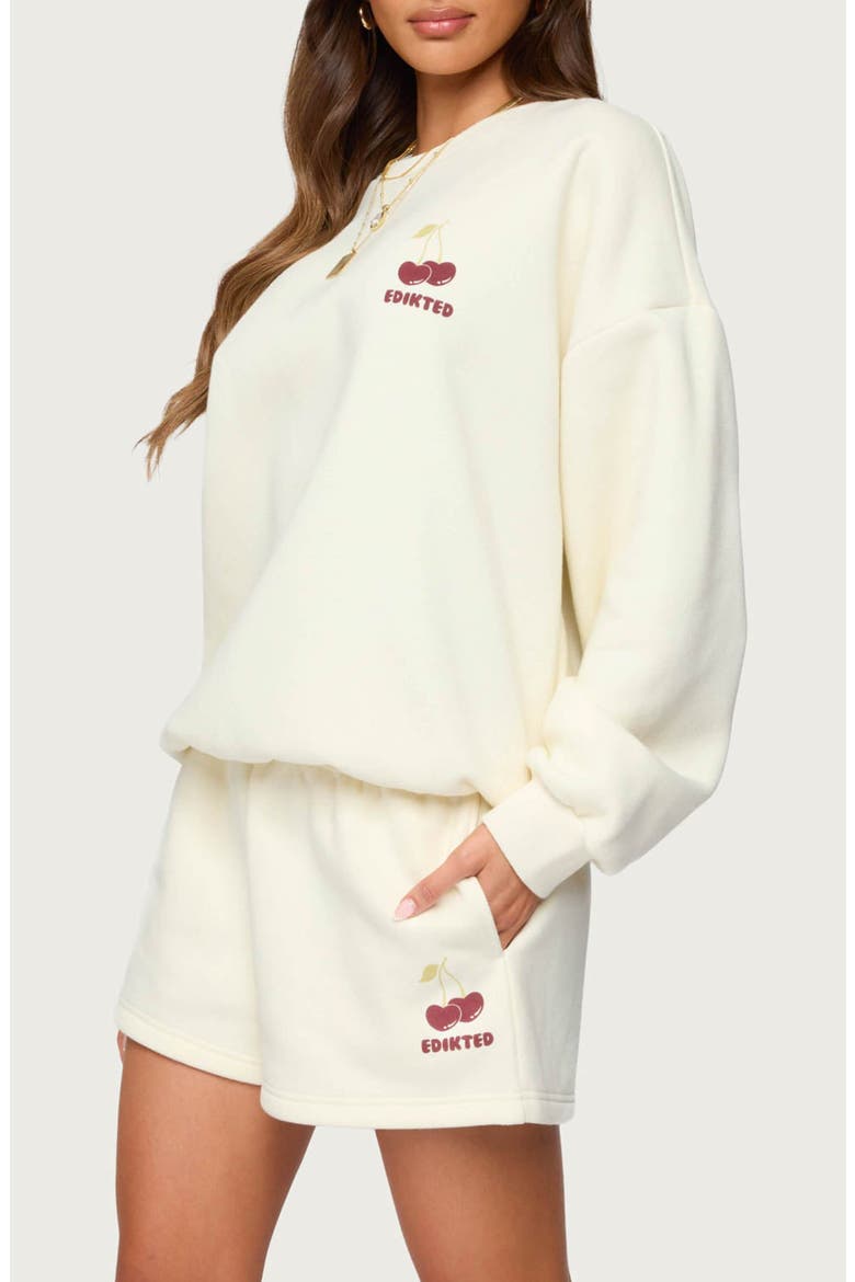Cherry Babe Oversize Sweatshirt, Alternate, color, CREAM
