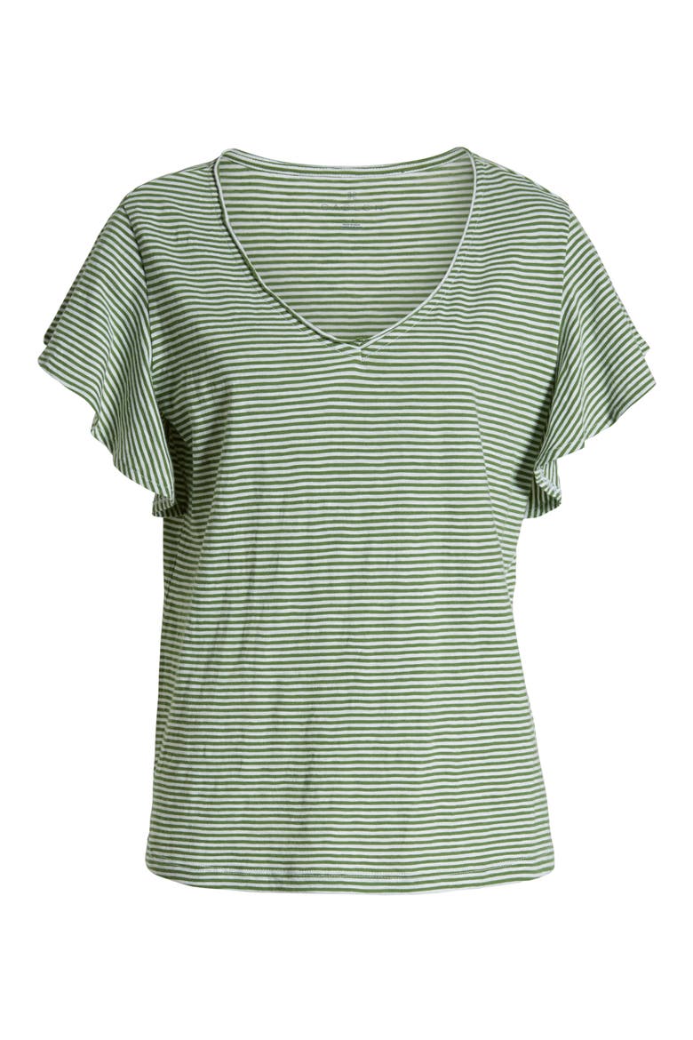 Flounce Short Sleeve Tee, Alternate, color, GREEN- WHITE EVEN STRIPE