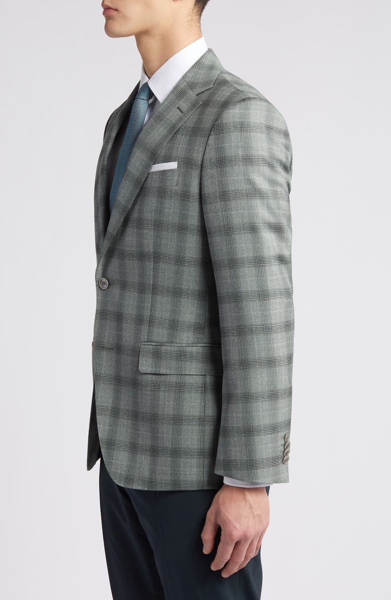 BOSS Hutson Plaid Virgin Wool Sport Coat, Alternate, color, Open Green