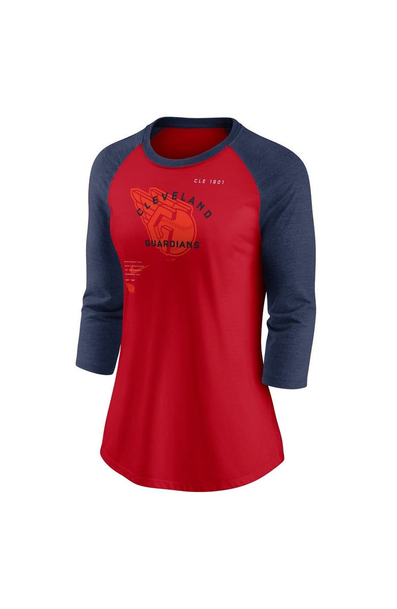 Nike Women's Nike Red/Navy Cleveland Guardians Next Up Tri-Blend Raglan 3/4-Sleeve T-Shirt, Alternate, color, Red