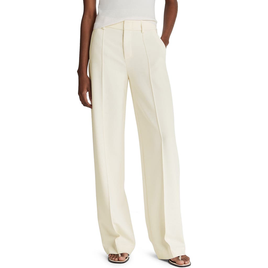 Vince Double Waist Cotton Twill Pants In Off White