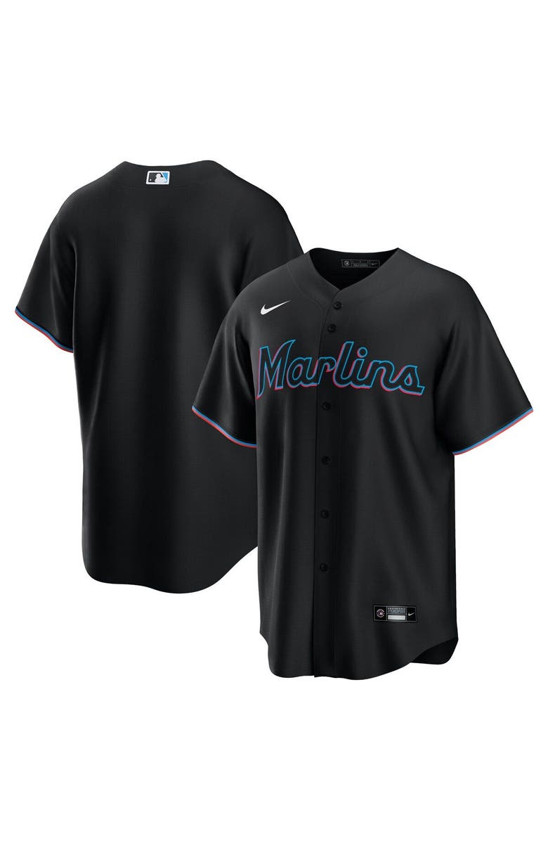 Nike Men's Nike Black Miami Marlins Alternate Replica Team Jersey, Main, color, 